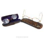 A pair of vintage, 10 ct yellow gold spectacles and pince-nez