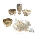 A collection of Indian silver and white metal items