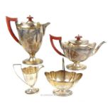 A sterling silver four piece tea and coffee set, Mappin & Webb