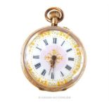 An antique, 9 ct yellow gold, miniature pocket watch