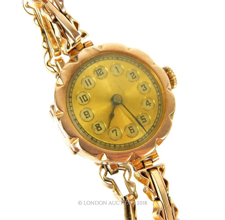 A vintage, 9 ct yellow gold wristwatch and strap - Image 2 of 2