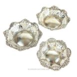 Three late Victorian sterling silver bonbon dishes