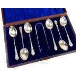 A cased set of six Victorian sterling silver teaspoons