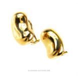 A pair of 18 ct yellow gold, solid, bean earrings by Elsa Peretti for Tiffany & Co