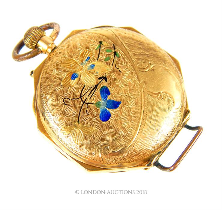 An 18 ct yellow gold, pocket watch with blue Roman numerals - Image 2 of 4
