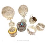 A collection of Indian and Asian silver and white metal items