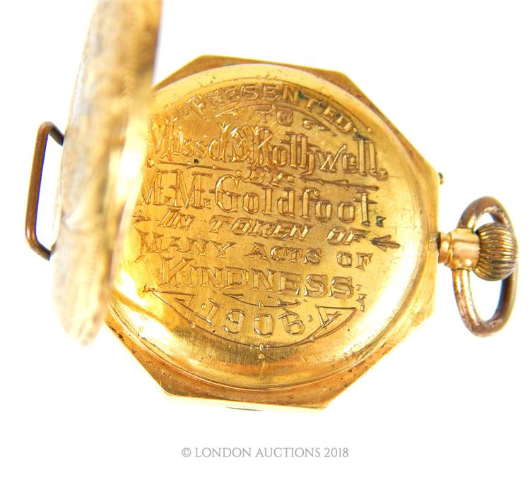 An 18 ct yellow gold, pocket watch with blue Roman numerals - Image 4 of 4