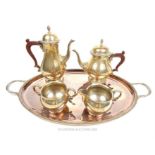 A Walker & Hall four piece tea and coffee set, together with an Elkington silver plated tray