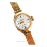 A 9 ct, vintage, ladies wristwatch and strap by Jaquet-Droz