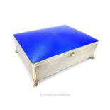 A sterling silver and guilloche enamel jewellery box