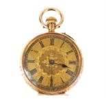 An antique, 14 ct yellow gold, miniature pocket watch