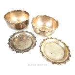 Two Egyptian 900 standard solid silver bowls with stands