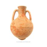 A Roman, terracotta, twin-handled vessel