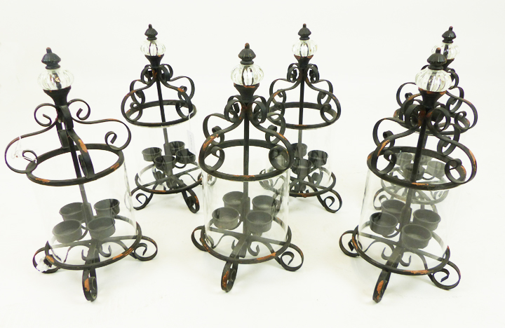 A set of six storm lanterns