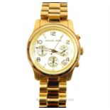 A boxed, ladies, Michael Kors, gold-toned, stainless steel, chronograph wristwatch