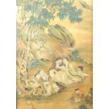 A large, gilt-framed, early 20th century, Chinese, watercolour and gouache study