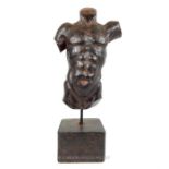 A bronzed composite sculpture of a Classical male torso on a stand