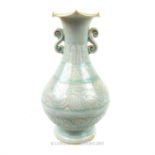 A Chinese, Song-style, celadon, glazed vase