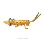 A Chinese gilt bronze model of a cricket