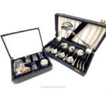 Two boxed, vintage, silver plated sets of items