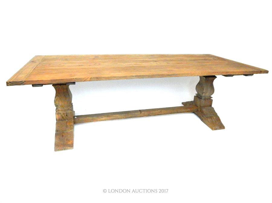 A large pine plank top refectory table - Image 2 of 2