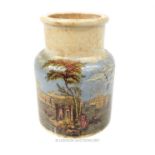 A Victorian Prattware jar, printed with a scene of Venice