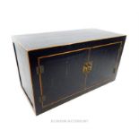 A Chinese black painted two door cabinet