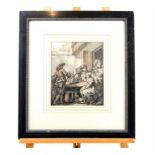 A fine quality, framed, print depicting an 18th century scene outside of a tavern