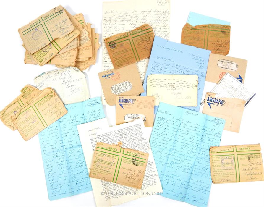 A collection of over 17 WW2 Active Service letters with envelopes, sent from Reginald Pope stationed