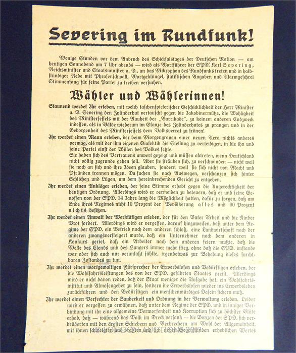 A 31st July 1932 NSDAP Reichstag election poster together with a black progaganda printed letter - Image 3 of 4