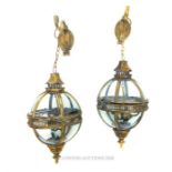 A pair of globe hanging lights.