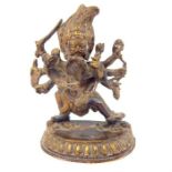 A late 19th century Tibetan bronze figure of Mahakala