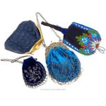 Four, vintage bags, (three beaded examples)