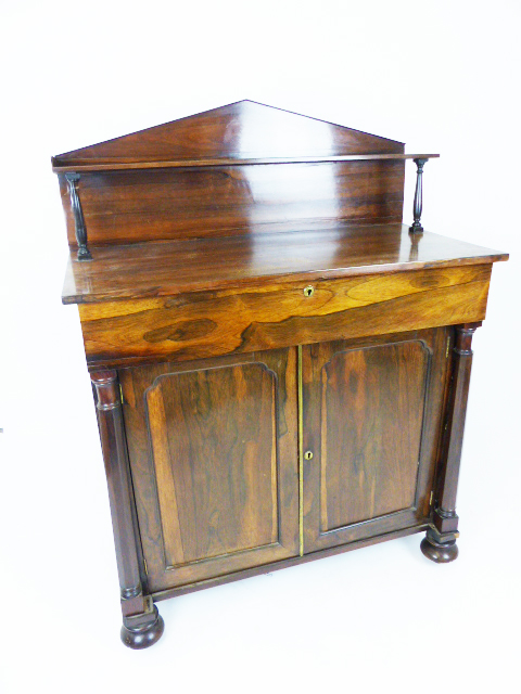 A Regency rosewood chiffonier; 92cm wide; 121cm high overall.