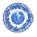 A late 19th century, English, blue and white transfer printed, food-warmer