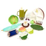 Collection of Carlton Ware including walking cup, toast rack and leaf dishes (13pcs).