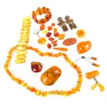 A quantity of natural amber jewellery items