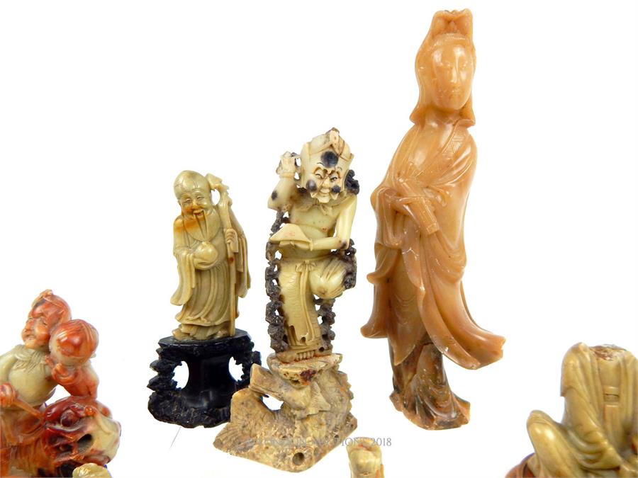 A large collection of Chinese carved soapstone items - Image 2 of 4