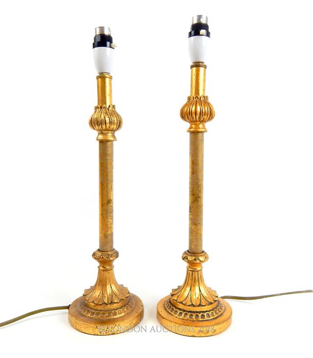 Two gilt metal table lamps