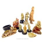 A large collection of Chinese carved soapstone items