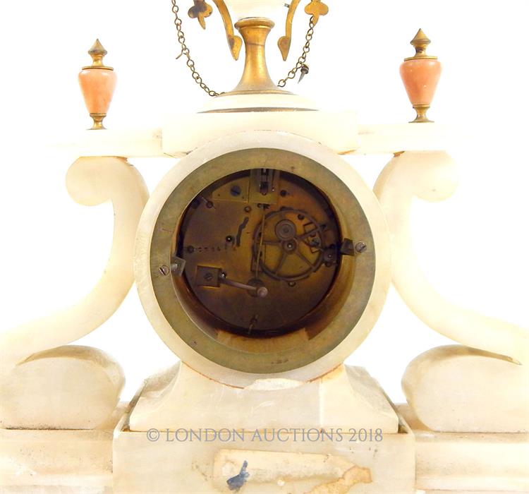 A 19th century alabaster mantel clock and another - Image 4 of 6