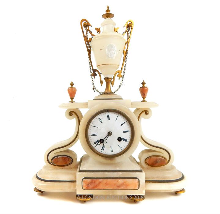 A 19th century alabaster mantel clock and another - Image 2 of 6