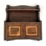 An Edwardian, mahogany and satin wood, wall cupboard