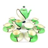 A 1930's Art Deco Royal Doulton De Luxe coffee set to seat six