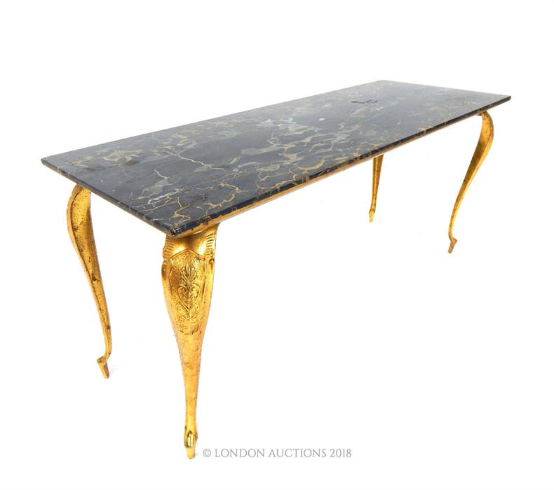 An elegant, gilt metal and black-veined marble coffee table - Image 2 of 3