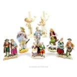 Collection of eight small Continental European porcelain figures.