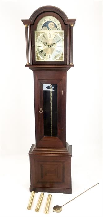 A reproduction, mahogany-cased, grandfather clock