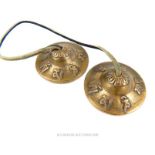 A pair of vintage, Indian, brass temple bells