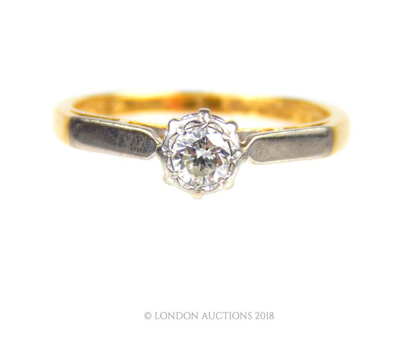 An 18 ct yellow gold and platinum, diamond solitaire ring - Image 3 of 3