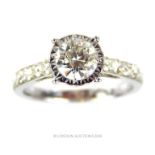 An 18 ct white gold, diamond solitaire ring (1.45 total carats)